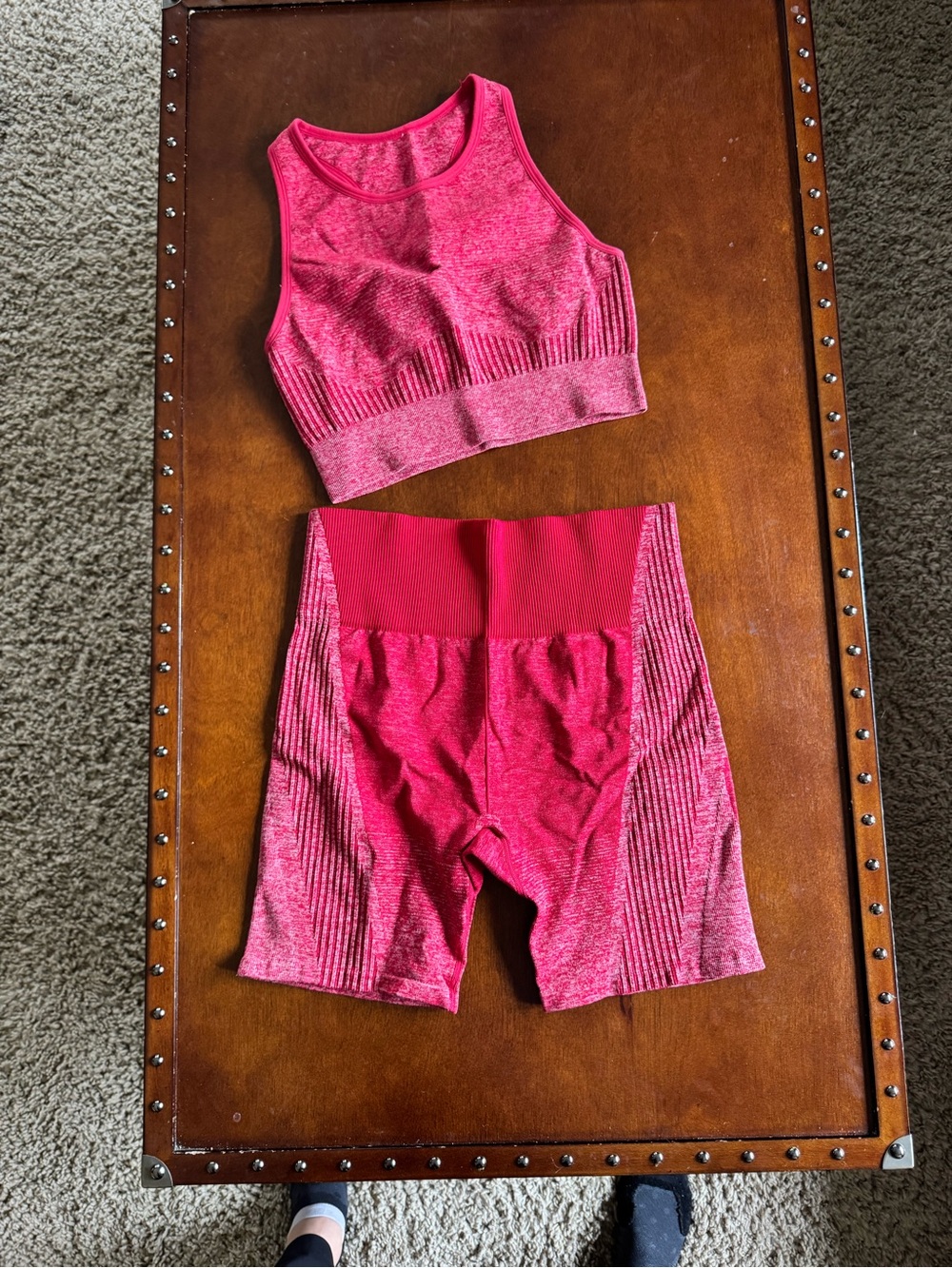 Fabletics Dark cherry soft shell workout set
